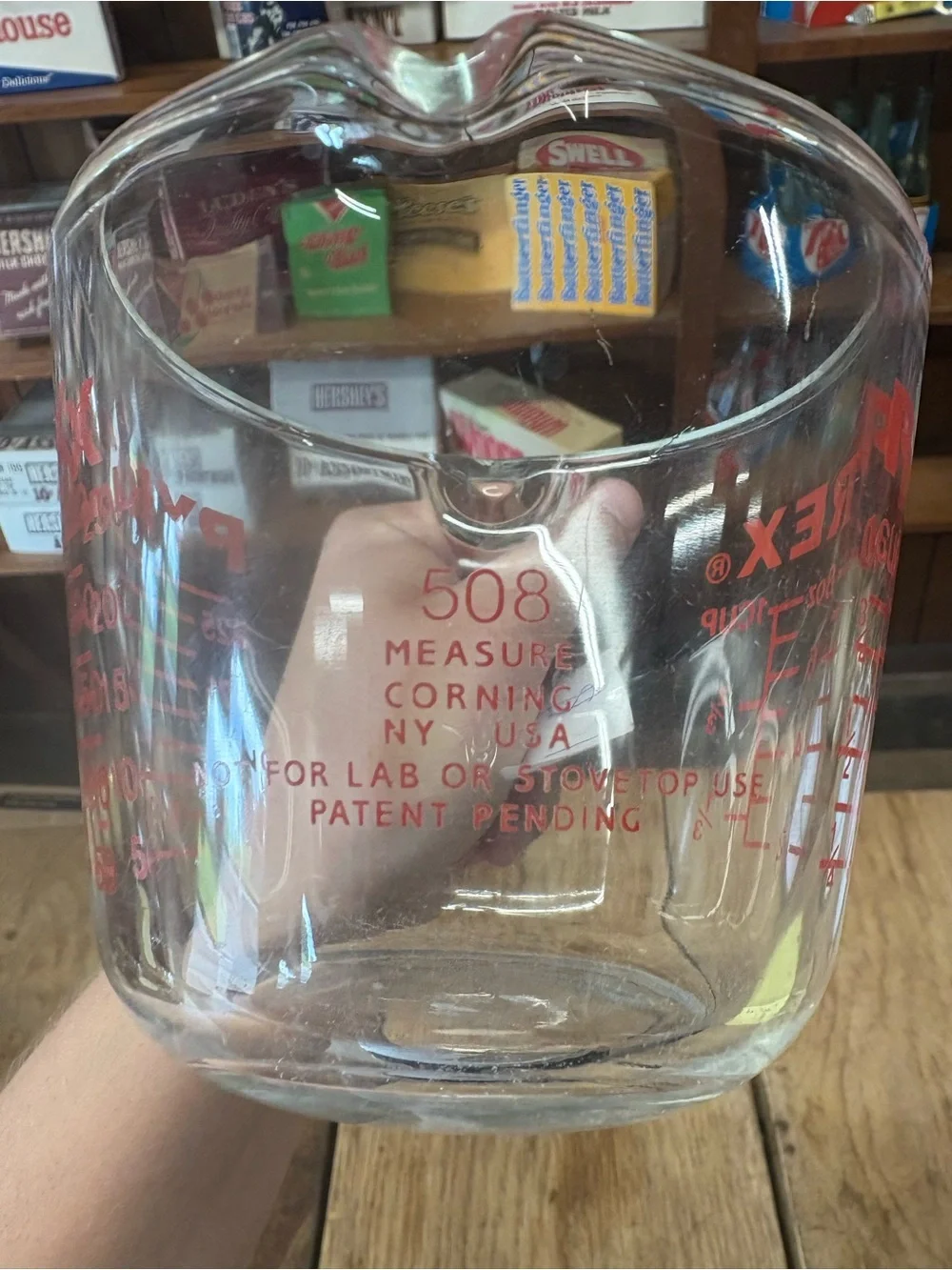 Vintage PYREX Clear Glass 250mL Measuring Cup with Red Markings